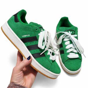 ADIDAS Campus '00s Sneakers Suede Retro Athletic Shoes Green White Women's 8.5
